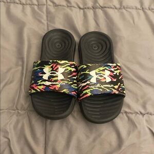 Under Armour Kids Black Multi-Color Slides